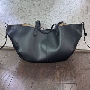 Polene Black Leather Women's Tote Bag